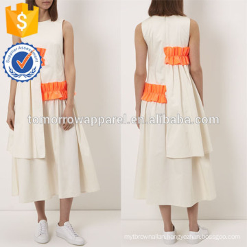 New Fashion Off White Midi Dress With Frills Manufacture Wholesale Fashion Women Apparel (TA5233D)